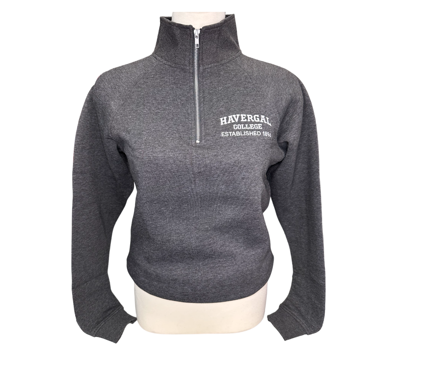 Dark Grey 1/4 Zip Sweatshirt AXS – Havergal College Green & Gold Shop